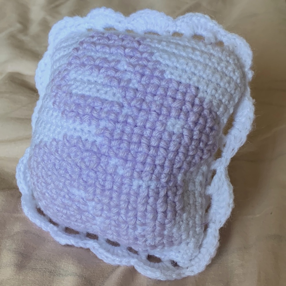 Handmade crochet bunny pillow